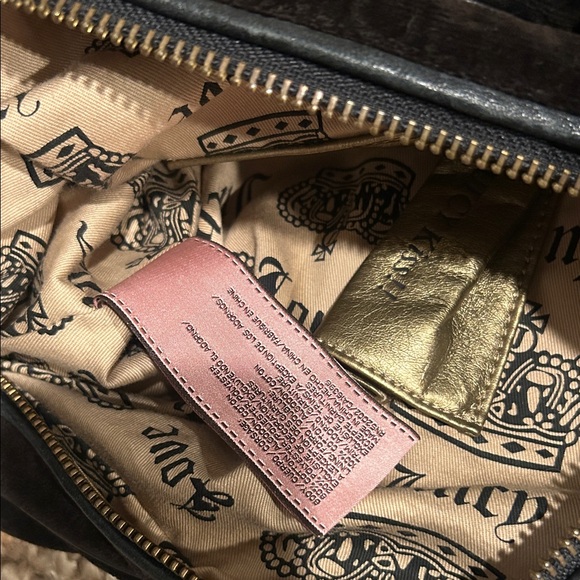 Vintage Y2K Juicy Couture Velour XL Large Hobo Shoulder Bag Purse Dark Brown